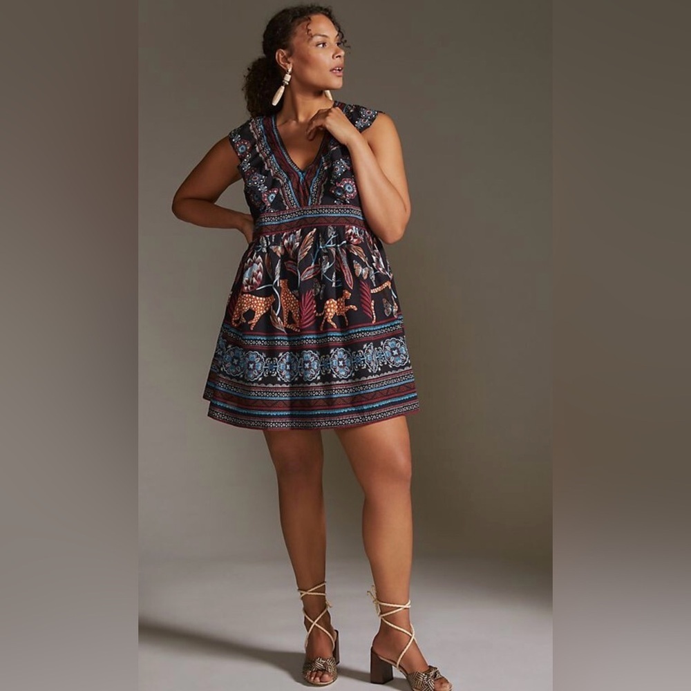 Anthropologie V-Neck Plunge Tunic Mini Dress - Picture 6 of 14